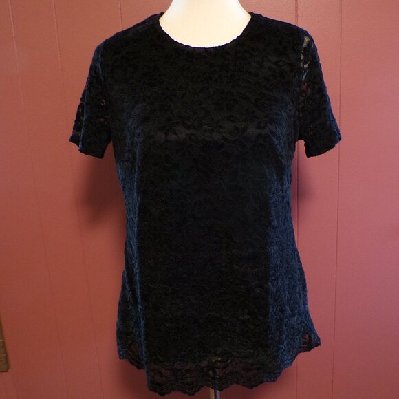 Teddi Rose NWT Ladies' Black Floral Lace Top – Size Medium - Picture 1 of 5